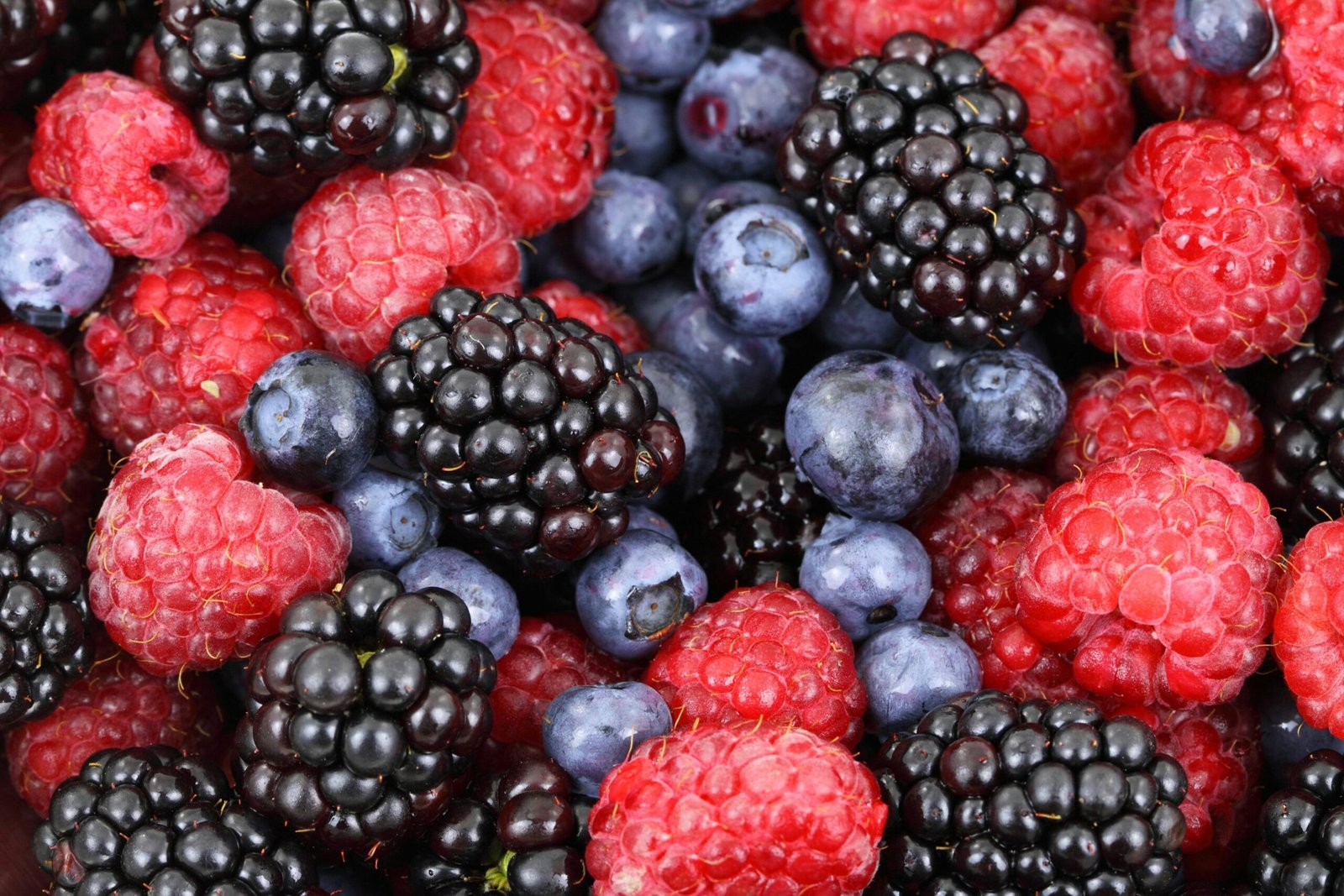 close up of berries and raspberries